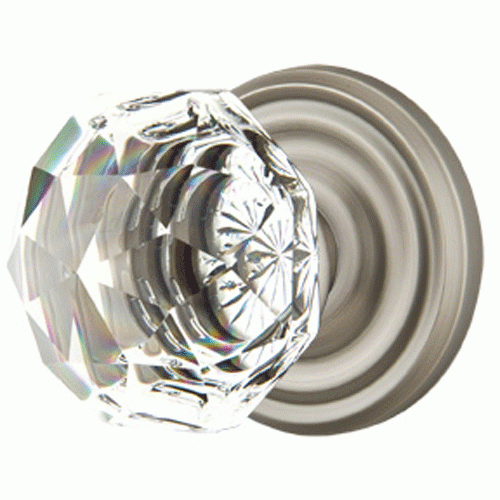 Antique Hardware Diamond Crystal Door Knob Set With Regular Rosette (Several Finish Options) EMTEK GLASS CRYSTAL DIAMOND DOOR KNOB