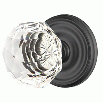 Antique Hardware Diamond Crystal Door Knob Set With Regular Rosette (Several Finish Options) EMTEK GLASS CRYSTAL DIAMOND DOOR KNOB