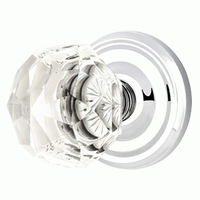 Antique Hardware Diamond Crystal Door Knob Set With Regular Rosette (Several Finish Options) EMTEK GLASS CRYSTAL DIAMOND DOOR KNOB