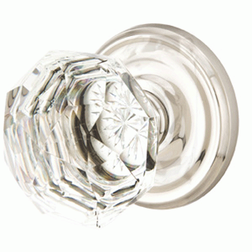 Antique Hardware Diamond Crystal Door Knob Set With Regular Rosette (Several Finish Options) EMTEK GLASS CRYSTAL DIAMOND DOOR KNOB