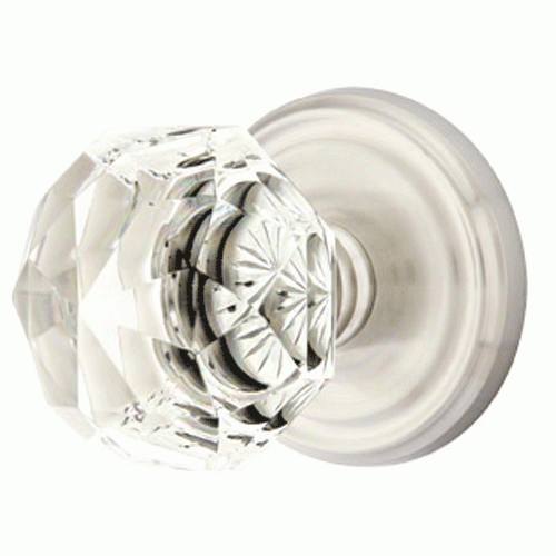 Antique Hardware Diamond Crystal Door Knob Set With Regular Rosette (Several Finish Options) EMTEK GLASS CRYSTAL DIAMOND DOOR KNOB