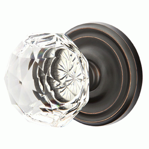 Antique Hardware Diamond Crystal Door Knob Set With Regular Rosette (Several Finish Options) EMTEK GLASS CRYSTAL DIAMOND DOOR KNOB