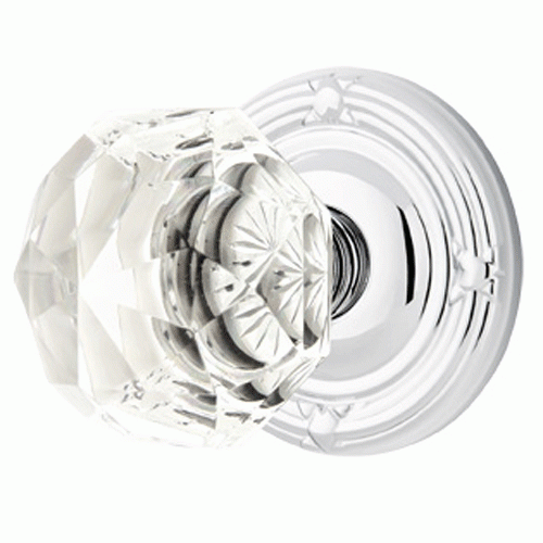 Antique Hardware Emtek Diamond Crystal Door Knob Set With Ribbon & Reed Rosette (Several Finish Options) EMTEK GLASS CRYSTAL DIAMOND DOOR KNOB