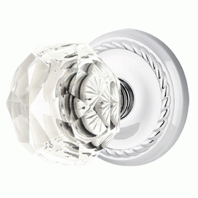 Antique Hardware Diamond Crystal Door Knob Set With Rope Rosette (Several Finish Options) EMTEK GLASS CRYSTAL DIAMOND DOOR KNOB