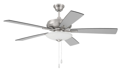 Antique Hardware 52" Eos 3 Light Bowl in Brushed Polished Nickel w/ Brushed Nickel/Greywood Blades Ceiling Fan