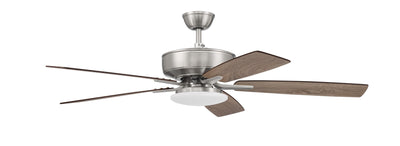 Antique Hardware 52" Pro Plus 112 in Brushed Polished Nickel w/ Driftwood/Grey Walnut Blades Ceiling Fan