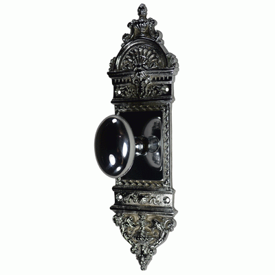 ##Antique Hardware## L'Enfant Small Backplate Door Set with Egg Door Knobs (Several Finishes Available)