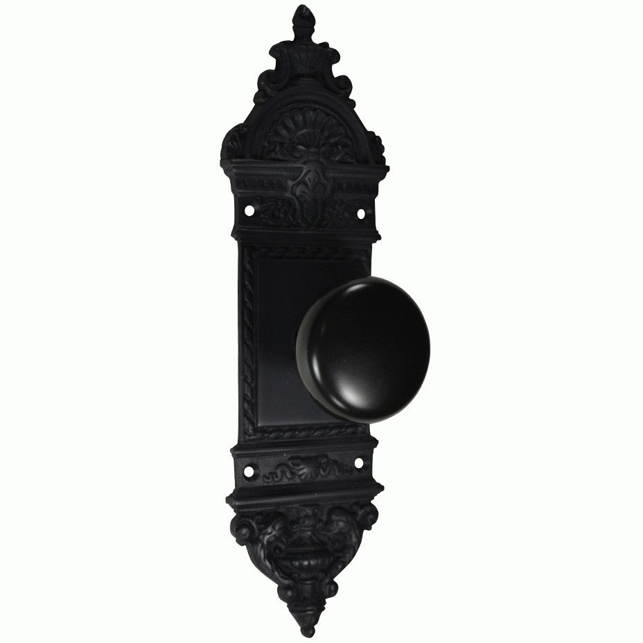 L'Enfant Small Backplate Door Set with Round Brass Door Knobs (Several Finishes Available)