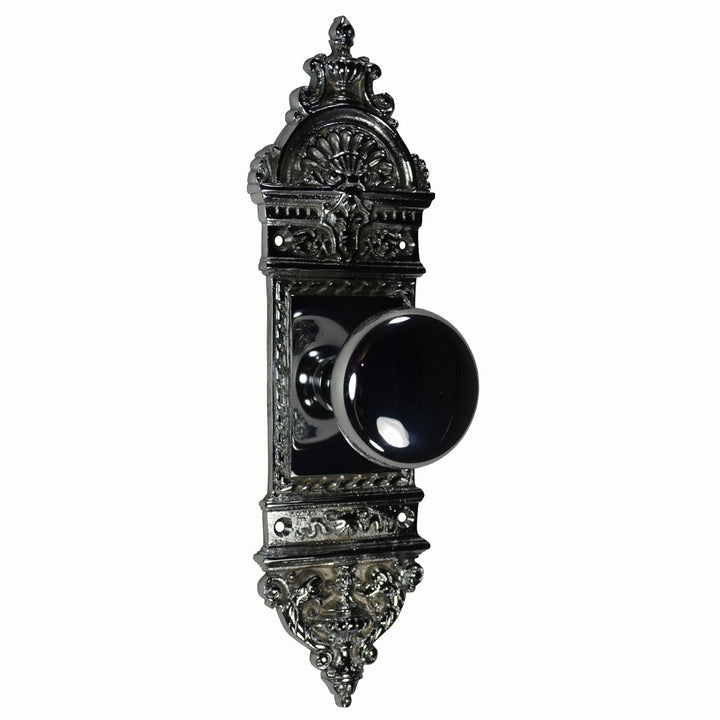 L'Enfant Small Backplate Door Set with Round Brass Door Knobs (Several Finishes Available)