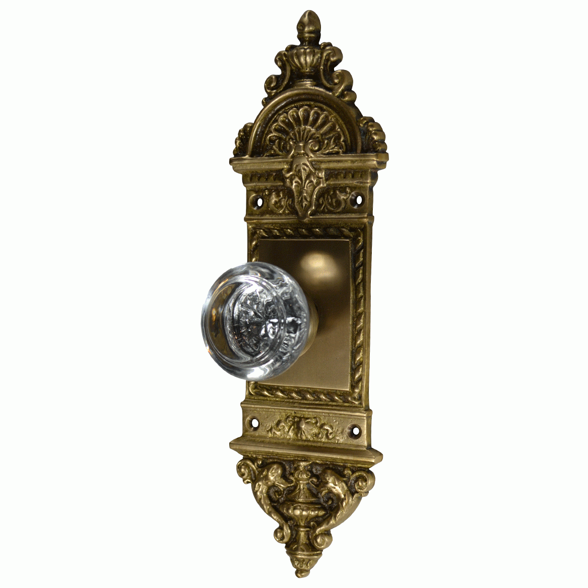 ##Antique Hardware## L'Enfant Small Backplate Door Set with Crystal Round Door Knobs (Several Finishes Available)