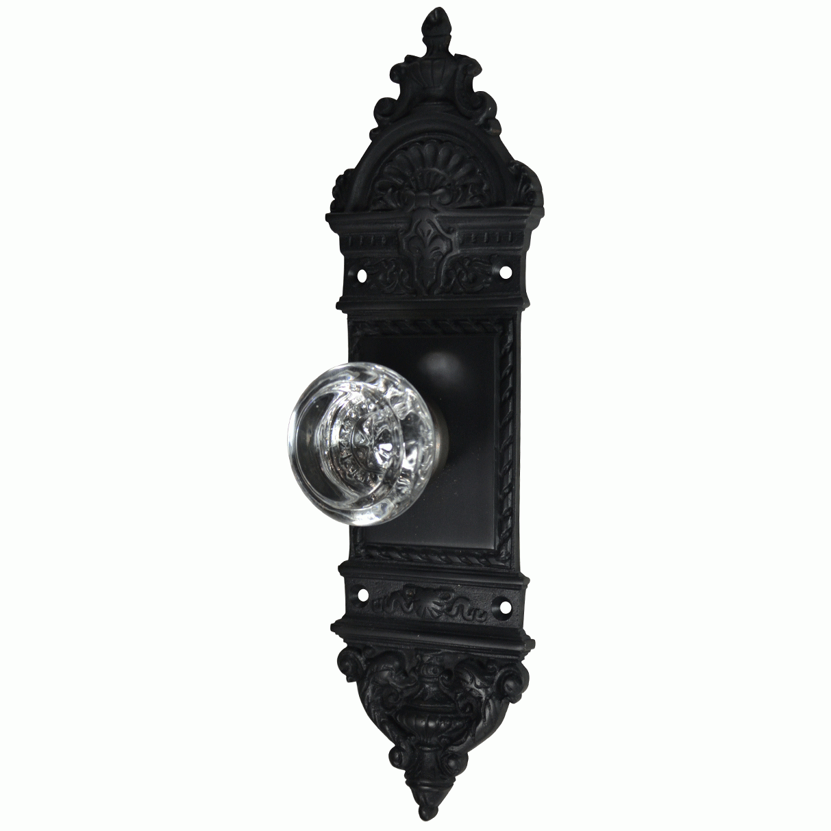 ##Antique Hardware## L'Enfant Small Backplate Door Set with Crystal Round Door Knobs (Several Finishes Available)