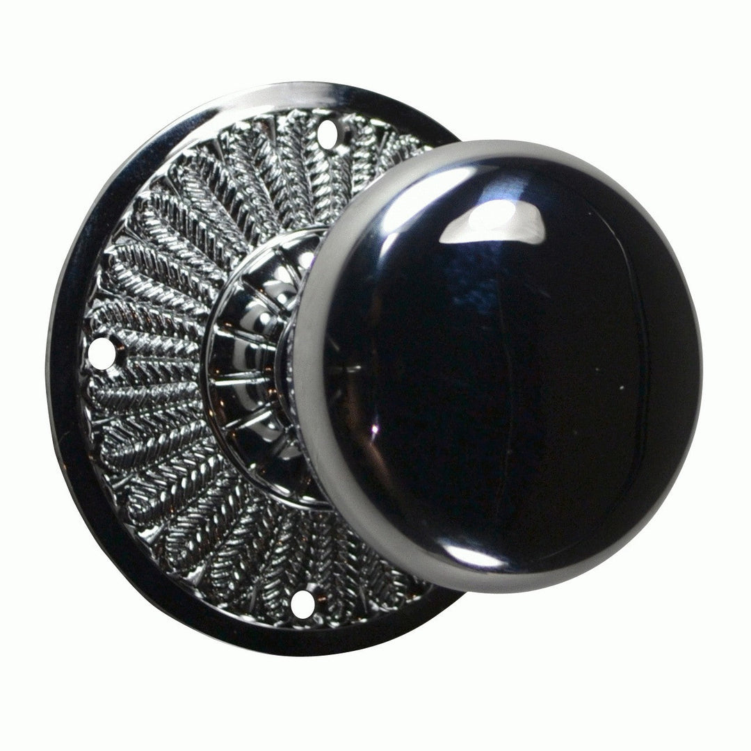 Feather Rosette Door Set with Round Brass Door Knobs (Several Finishes Available)
