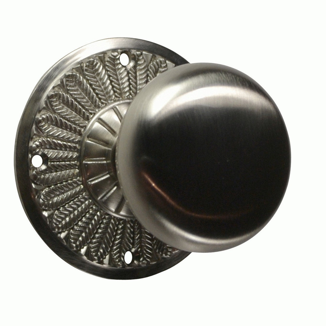 Feather Rosette Door Set with Round Brass Door Knobs (Several Finishes Available)
