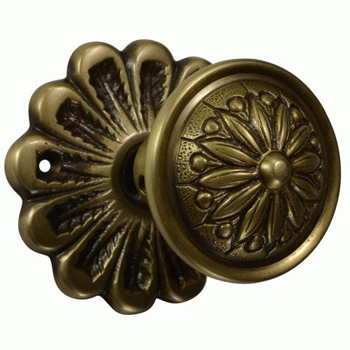 Maltesia Flower Rosette Door Set with Floral Imprint Door Knobs (Several Finishes Available)
