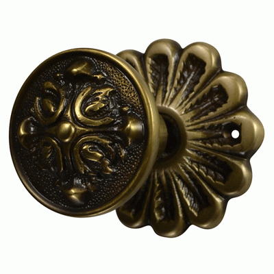 ##Antique Hardware## Solid Brass Romanesque Style Door Knob Set