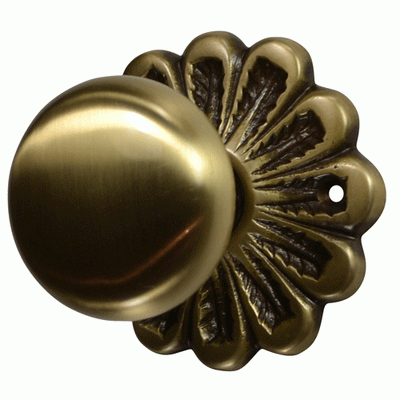 ##Antique Hardware## Maltesia Flower Rosette Door Set with Round Brass Door Knobs (Several Finishes Available)