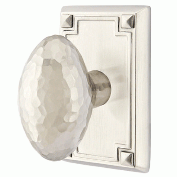 Antique Hardware Hammered Egg Knob With Rectangular Rosette (Several Finish Options) EMTEK DOOR KNOB