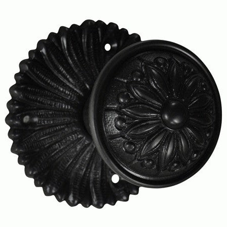 French Provincial Rosette Door Set with Floral Imprint Door Knobs (Several Finishes Available)