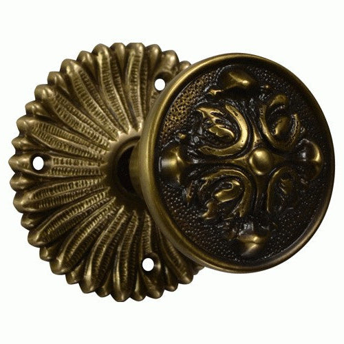 French Provincial Rosette Door Set with Romanesque Door Knobs (Several Finishes Available)
