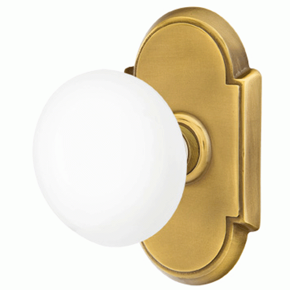 ##Antique Hardware## Ice White Porcelain Door Knob Set With # 8 Rosette (Several Finish Options)