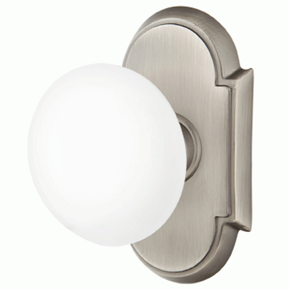 ##Antique Hardware## Ice White Porcelain Door Knob Set With # 8 Rosette (Several Finish Options)