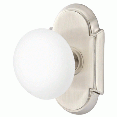 ##Antique Hardware## Ice White Porcelain Door Knob Set With # 8 Rosette (Several Finish Options)