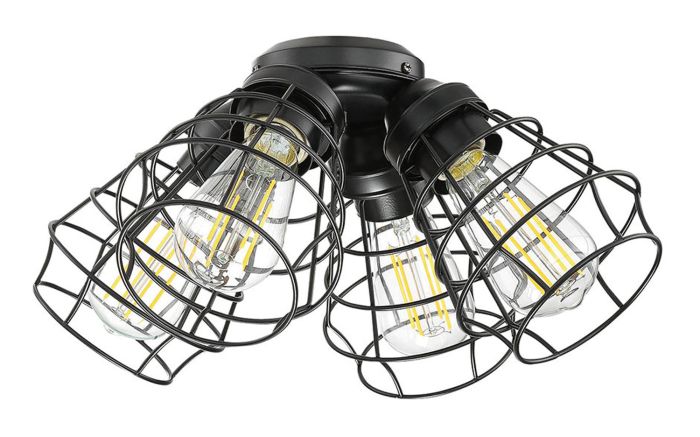 ##Antique Hardware## 4 Light Cage Light Kit in Flat Black
