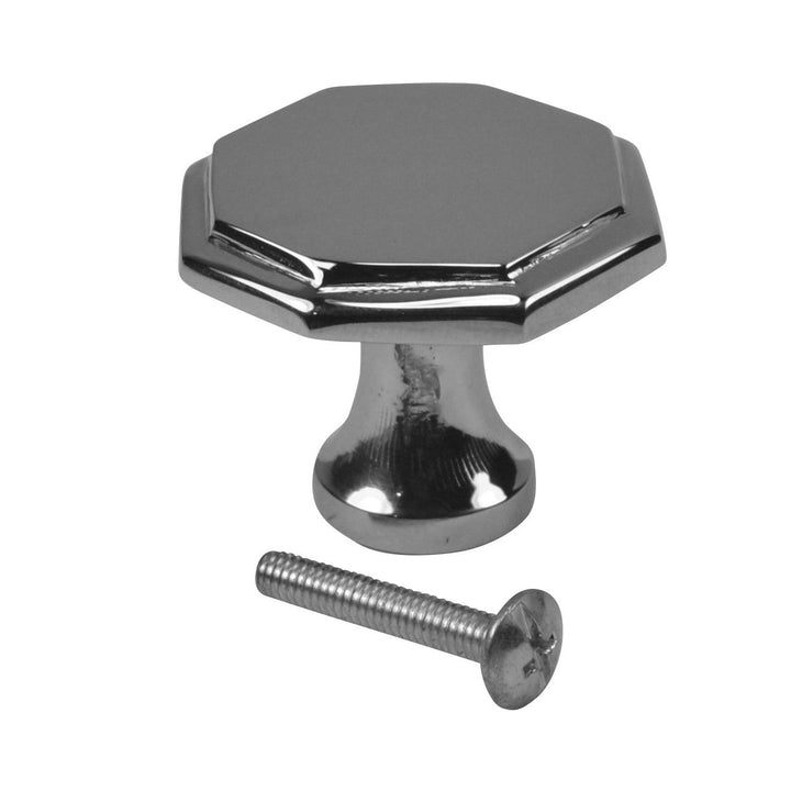 ##Antique Hardware## 1 5/8 Inch Solid Brass Octagonal Cabinet Knob (Polished Chrome Finish)