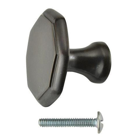 ##Antique Hardware## 1 5/8 Inch Solid Brass Octagonal Cabinet Knob Black Bronze Finish