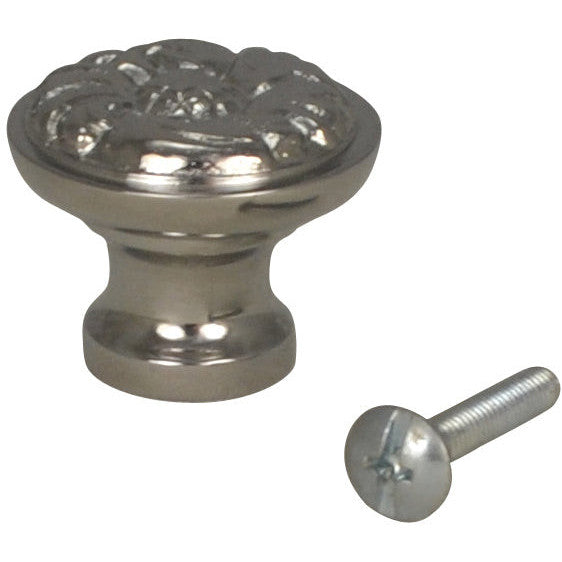 1 1/4 Inch Solid Brass Rococo Patterned Round Cabinet & Furniture Knob