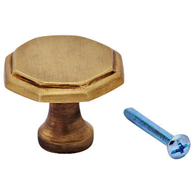 ##Antique Hardware## 1 5/8 Inch Solid Brass Octagonal Cabinet Knob (Antique Brass Finish)