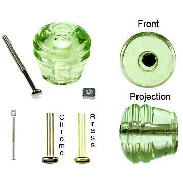 ##Antique Hardware## 1 1/8 Inch Art Deco Barrel Shape Glass Cabinet & Furniture Knobs