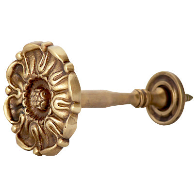 Solid Brass Floral Style Curtain Tie Back (Several Finishes Available)