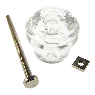 1 1/8 Inch Art Deco Barrel Shape Glass Cabinet & Furniture Knobs