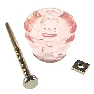 ##Antique Hardware## 1 1/8 Inch Art Deco Barrel Shape Glass Cabinet & Furniture Knobs