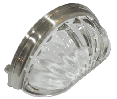 ##Antique Hardware## Open Box Sale Item Ribbed Clear Glass Cup Pull (3 Inch c-c) Polished Chrome Finish