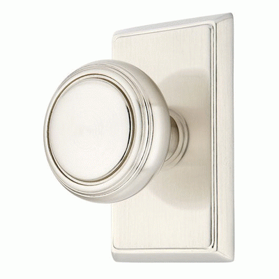 ##Antique Hardware## Solid Brass Norwich Door Knob Set With Rectangular Rosette (Several Finish Options)