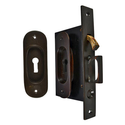 Traditional Oval Pattern Pocket Privacy (Lock) Style Door Set