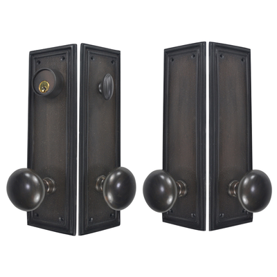 ##Antique Hardware## Traditional Square Double-Door Deadbolt Entryway Set