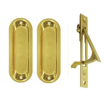 ##Antique Hardware## Oval Style Single Pocket Passage Style Door Set (PVD Polished Brass Finish)