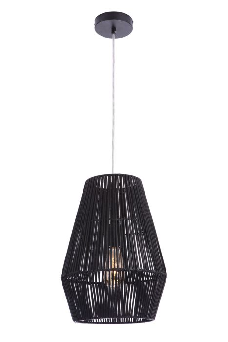 ##Antique Hardware## Natural Pendant 1 Light Pendant w/ Woven Black Rattan Shade