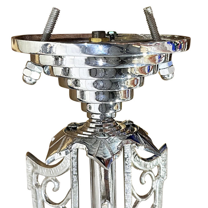 Antique Hardware 17 Inch Classic Art Deco Close Ceiling Light with Amber Glass (Polished Chrome Finish) ART DECO LIGHTING