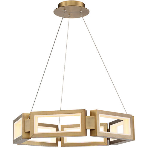 ##Antique Hardware## Mies LED Aged Brass Chandelier Ceiling Light 35in