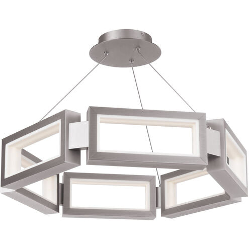 ##Antique Hardware## Mies 6 Light 24 inch Brushed Nickel Chandelier Ceiling Light