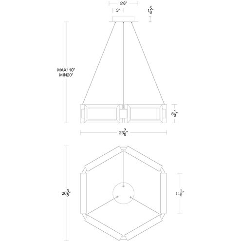 ##Antique Hardware## Mies LED 26 inch Aged Brass Chandelier Ceiling Light 29in