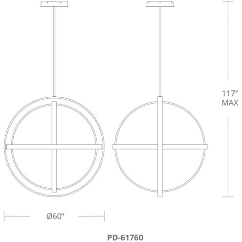 ##Antique Hardware## Kinetic LED Titanium Chandelier Ceiling Light 60in
