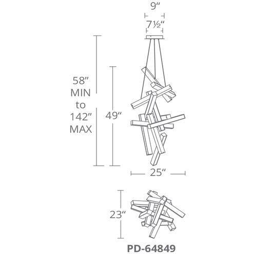 ##Antique Hardware## Chaos Chandelier Ceiling Light in 12 49in LED 23 inch Black