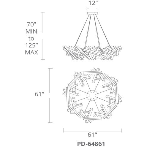 ##Antique Hardware## Chaos LED 61 inch Brushed Aluminum Chandelier Ceiling Light in 31
