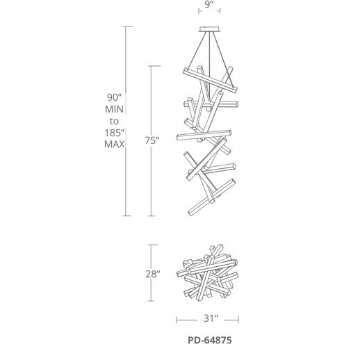 ##Antique Hardware## Chaos Chandelier Ceiling Light in 15 75in LED 28 inch Aged Brass