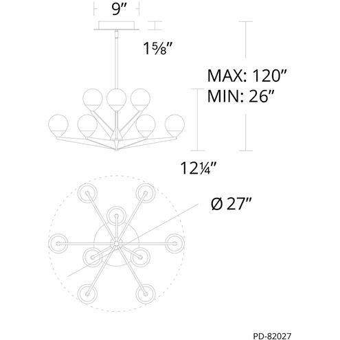 ##Antique Hardware## Double Bubble Chandelier Ceiling Light 9 Light 24 inch Black